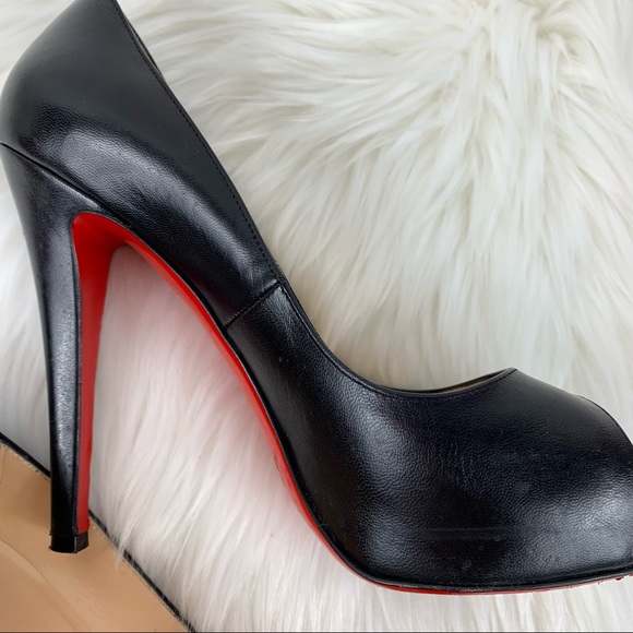 Christian Louboutin Prive Black Peep Toe Heels - Picture 3 of 12